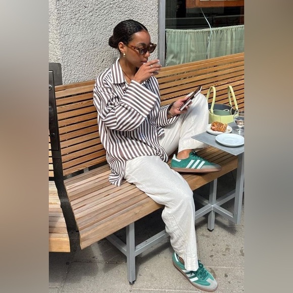 Adidas Samba Teal and Gray Sneakers - Picture 3 of 9